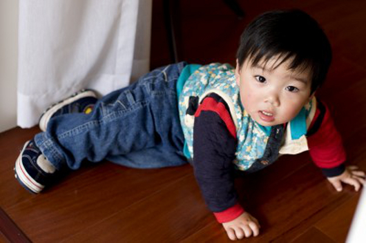 He crawls then falls and you both cry
