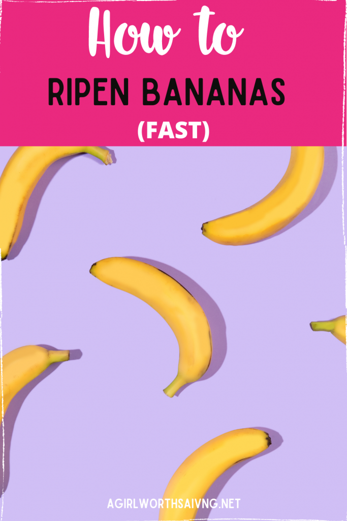 ripen bananas and text overlay on top