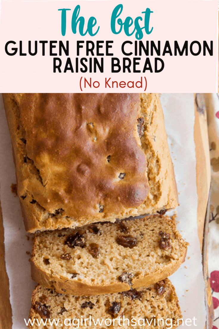 There is just nothing like a slice of this Gluten Free Cinnamon Raisin Bread (No Knead) for breakfast! Top with jam or butter for a special treat.
