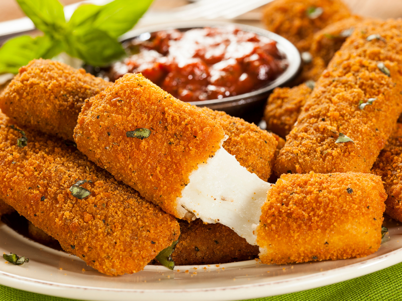 These gluten free mozzarella sticks are so cheesy and crispy, you'll have a hard time believing they're actually homemade!