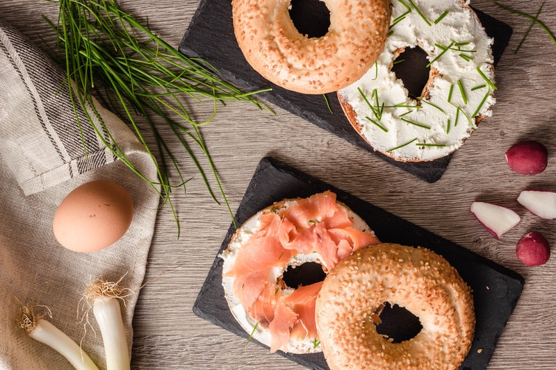 bagels with lox and cream cheese
