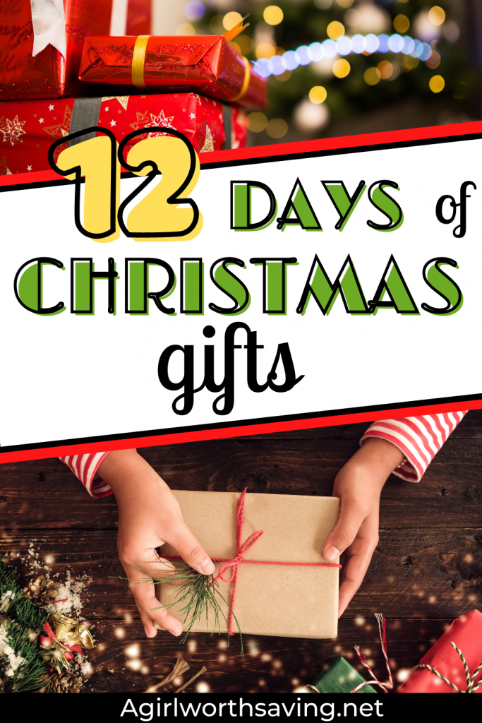 12 days of Christmas gifts text overlay