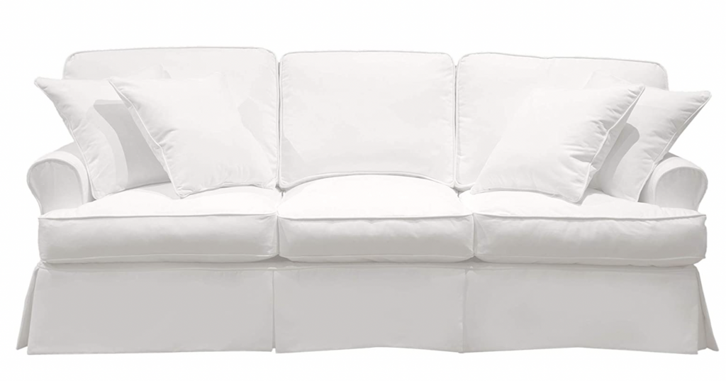 Sunset Trading Horizon Slipcovered Sofa in White - slipcovered sofas