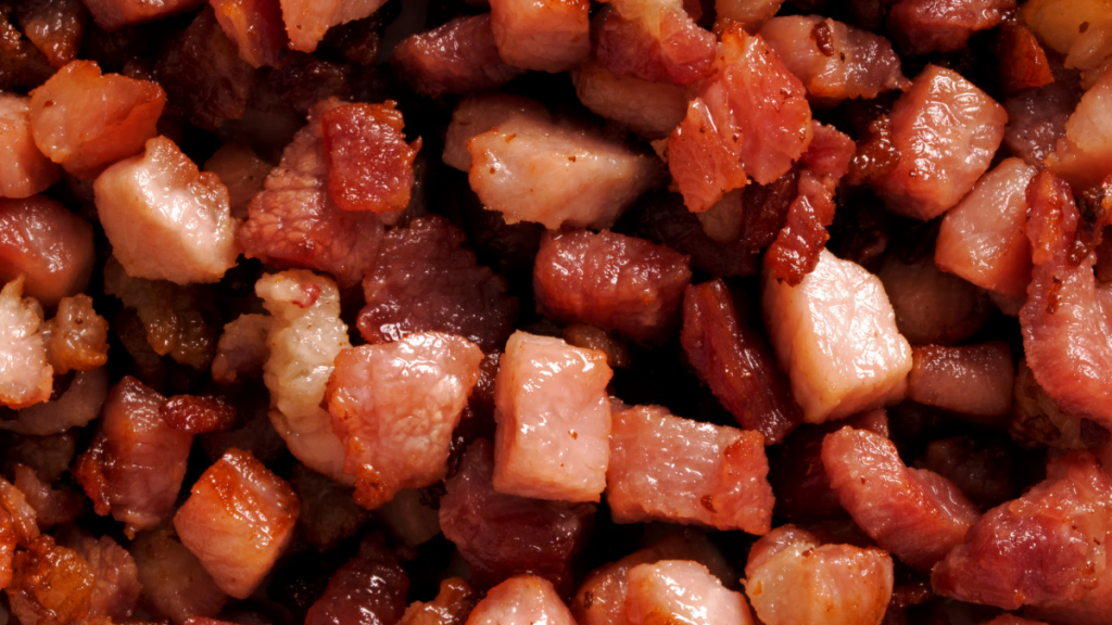 close up of homemade bacon bits 