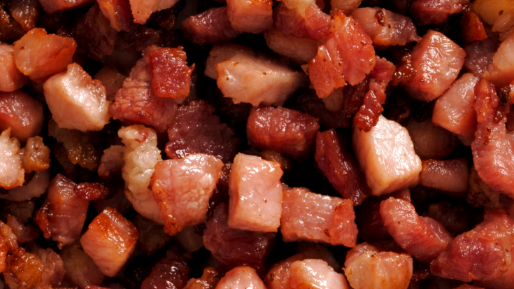 close up of bacon bits