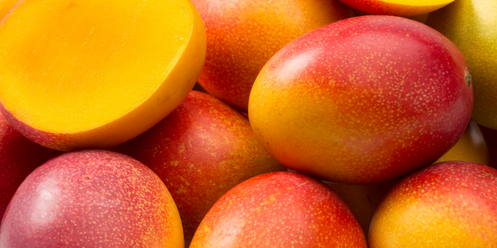 close up of fresh mangos 