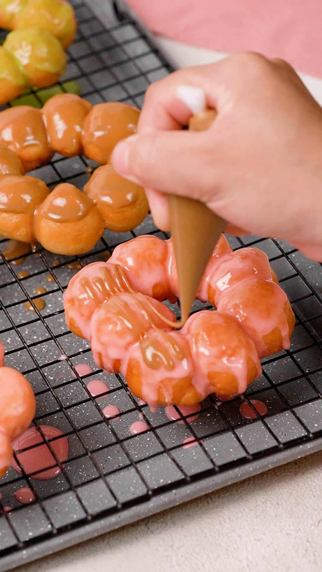 glazing mochi donuts