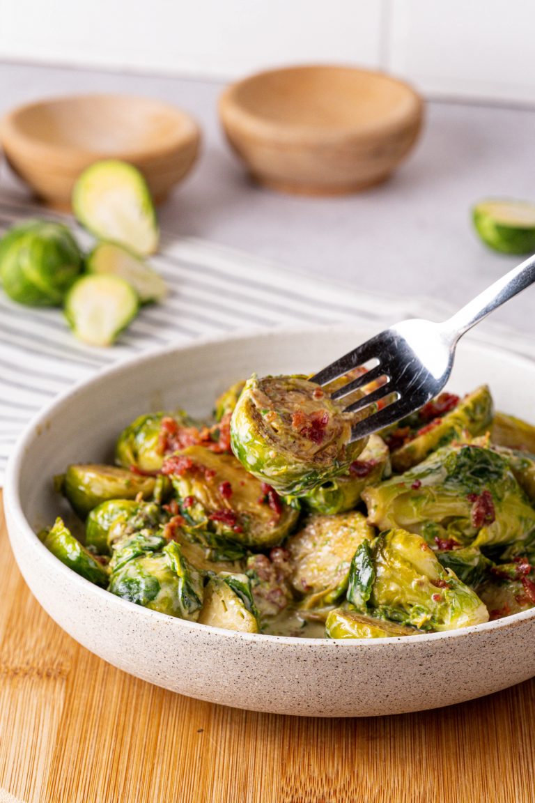 Easy and Delicious Creamed Brussels Sprouts With Bacon