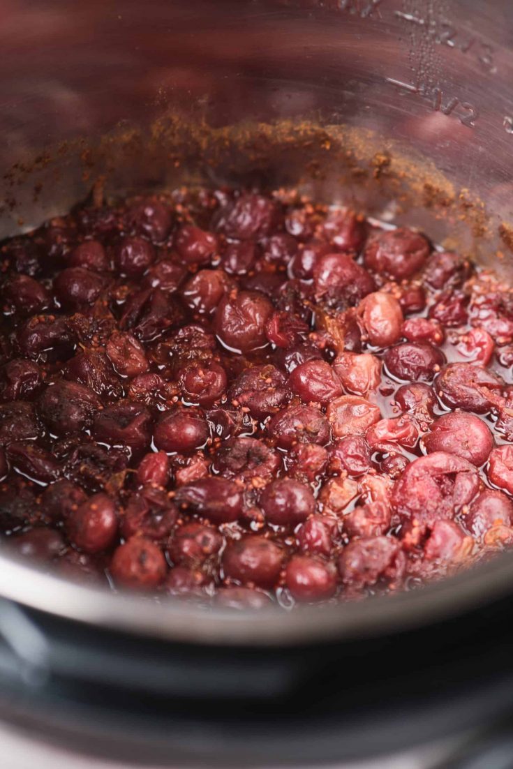 close up of cranberry sauce in an instant pot