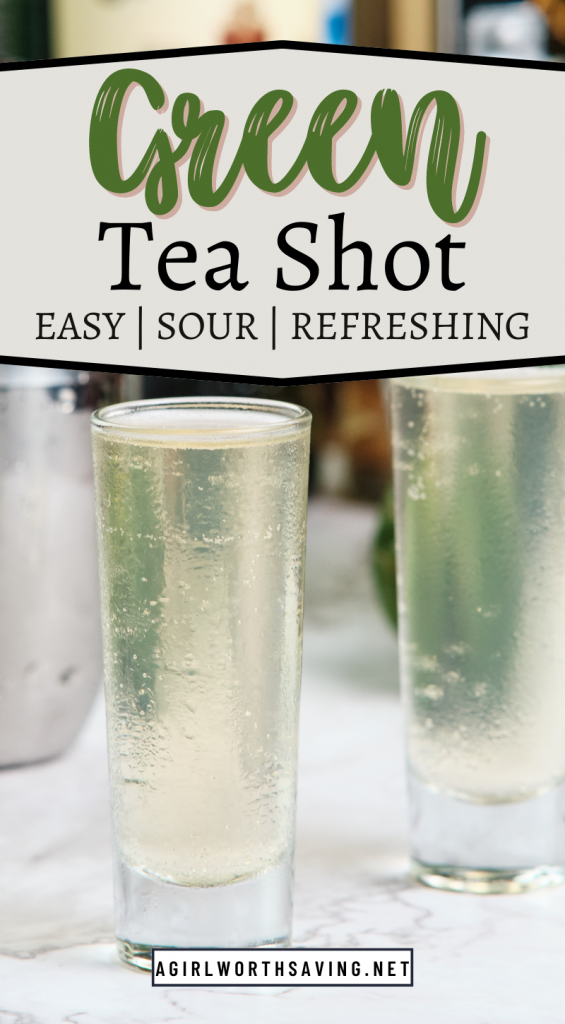 I'm talking about the green tea shot recipe. It's super easy to make, so gather up the whiskey, lemon-lime soda, peach schnapps, and sour mix, and follow my instructions!