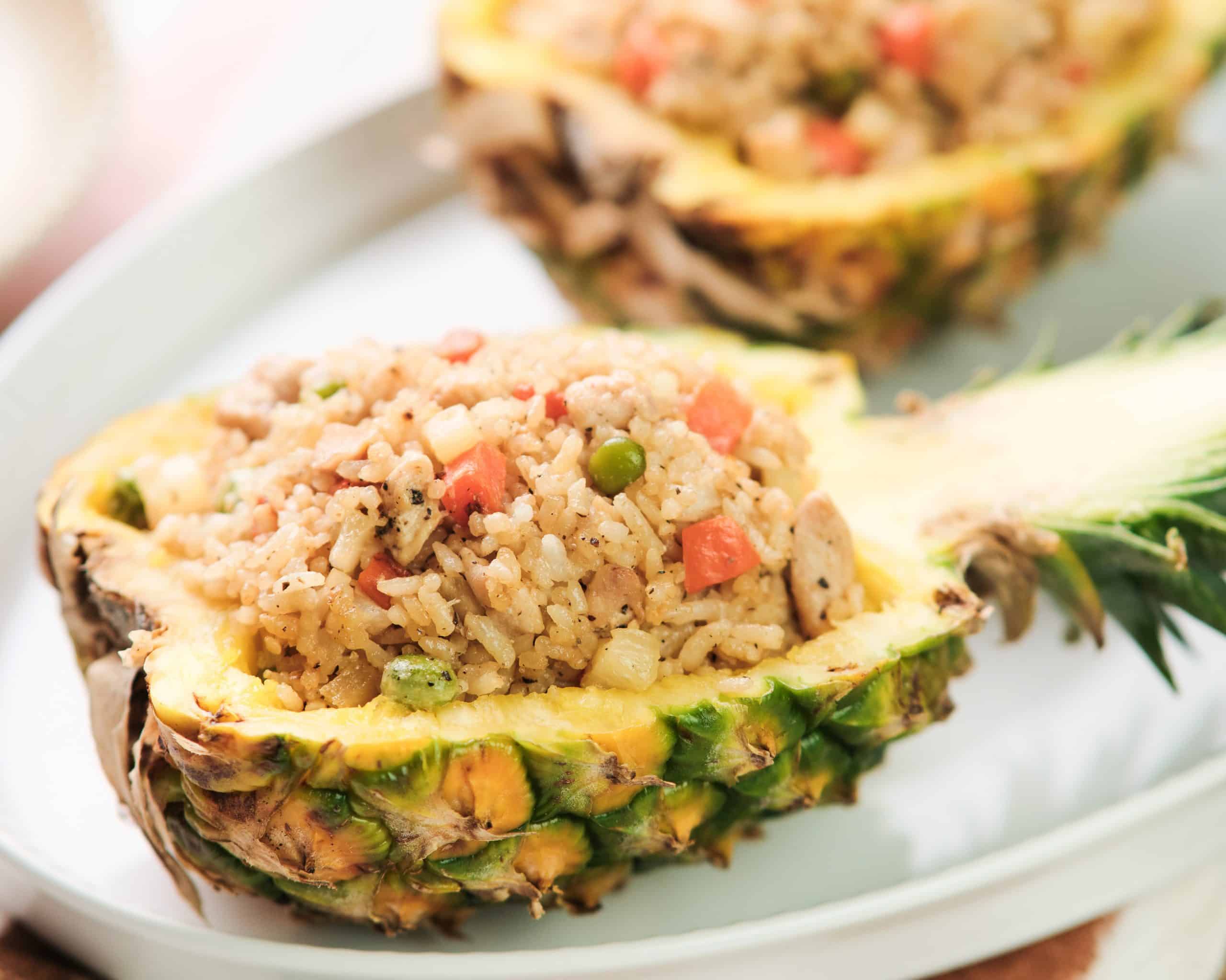 close up of pineapple fried rice