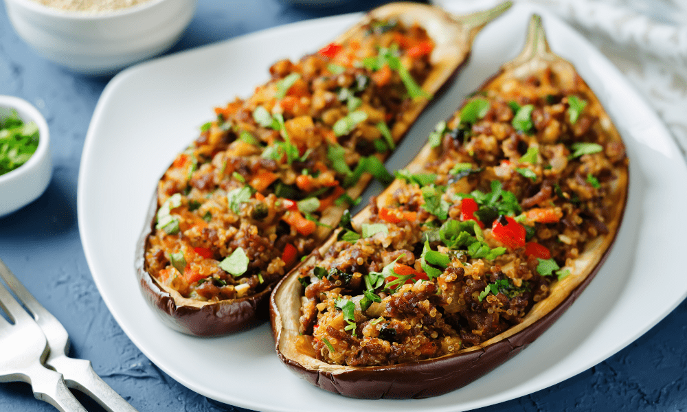 There are many versions of this stuffed eggplant recipe. Here are the meat version and the vegetable version. Try also the recipe with rice. It is as easy to make as the ones here. Here is the link of rice-stuffed eggplant Parmesan: minuterice.com/recipes/rice-stuffed-eggplant-parmesan/ 