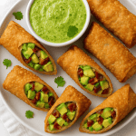 Golden, crispy wrappers stuffed with chunky avocado, sun-dried tomatoes, and red onion—these egg rolls are irresistible. Serve them warm with a zesty cilantro–cashew sauce for irresistibly crunchy flavor!