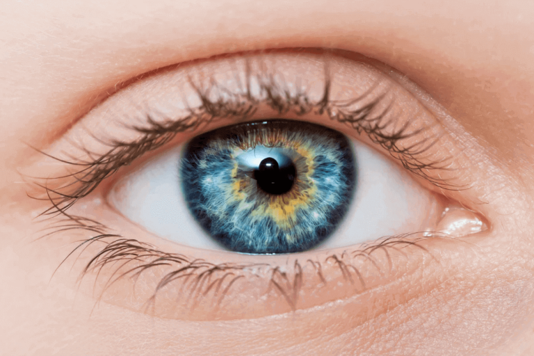 Close-up of a blue eye with detail