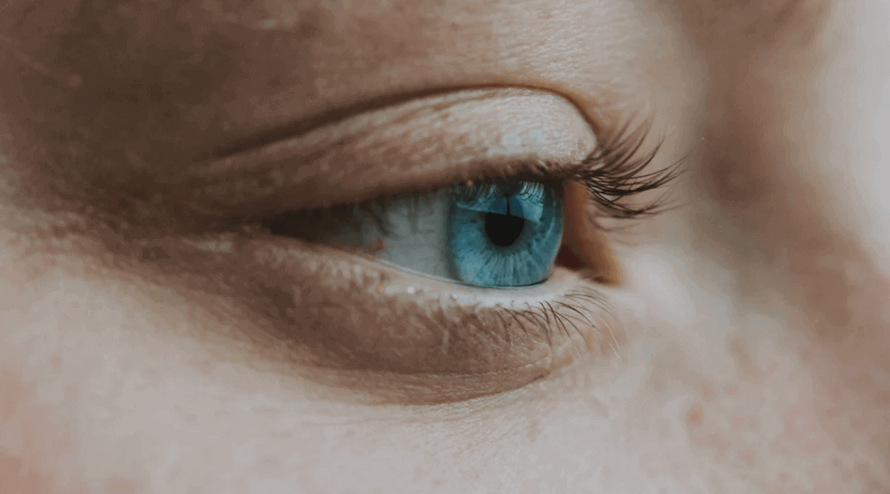 Close-up of a human blue eye