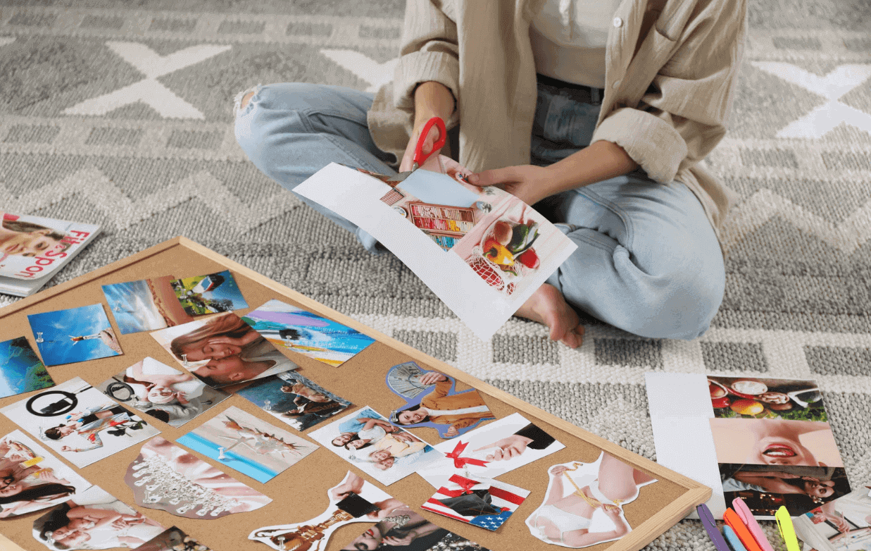 Creating a Vision Board to Support Sobriety Goals Kelly Bejelly creating a vision board