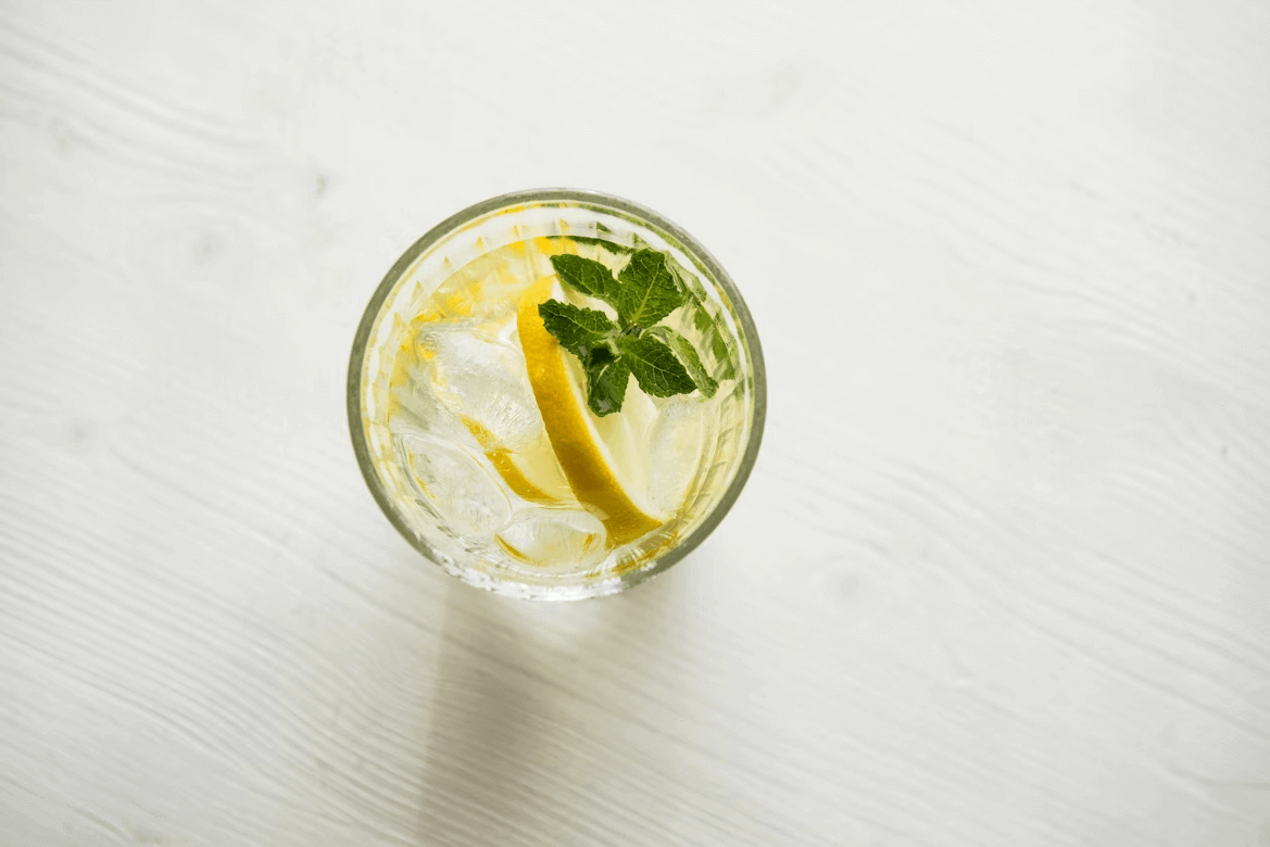 Refreshing glass of lemon mint water for hydration