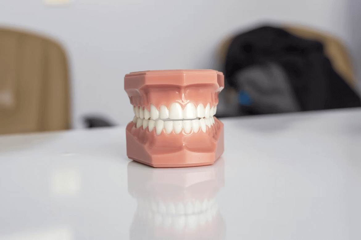 Toothbrush holder on table in dental context