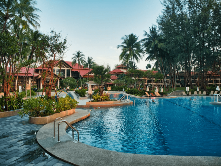 Luxurious swimming pool at a Waikiki resort