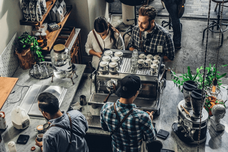 People preparing food in a kitchen