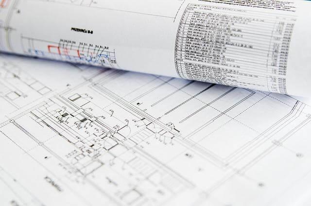 Close-up of a building blueprint illustrating audit