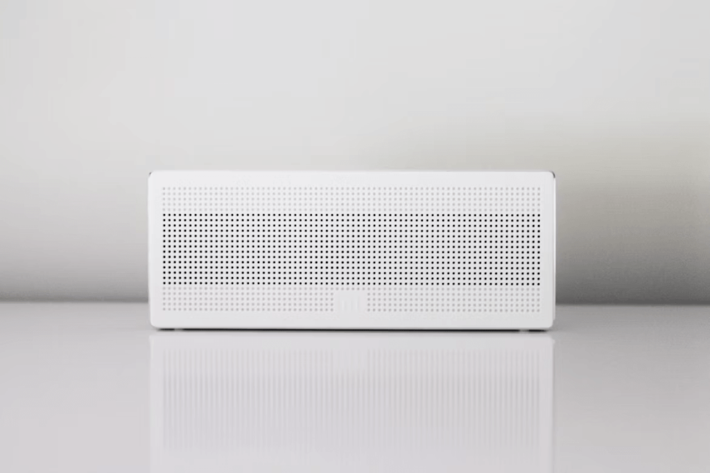 White speaker on a table