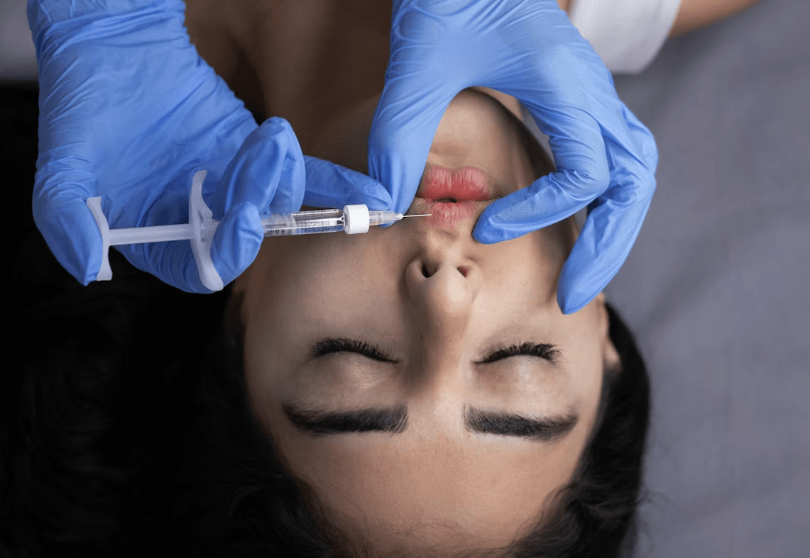 Woman receiving injectable correction from a doctor to restore