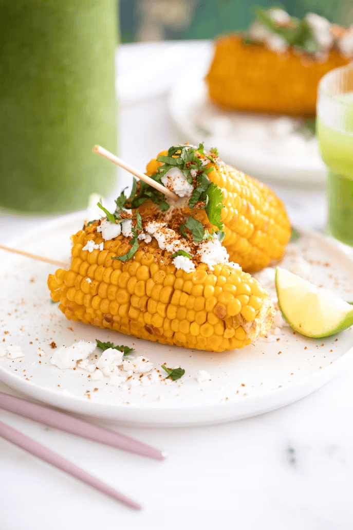Plate of corn on the cob with a