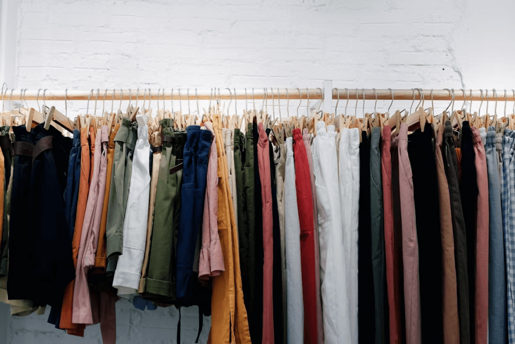 A rack of classic shirts, essential wardrobe basics