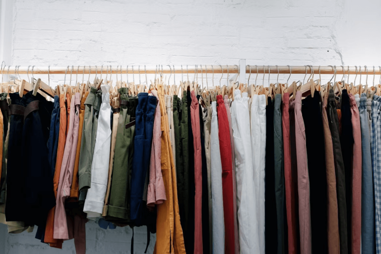 A rack of classic shirts, essential wardrobe basics