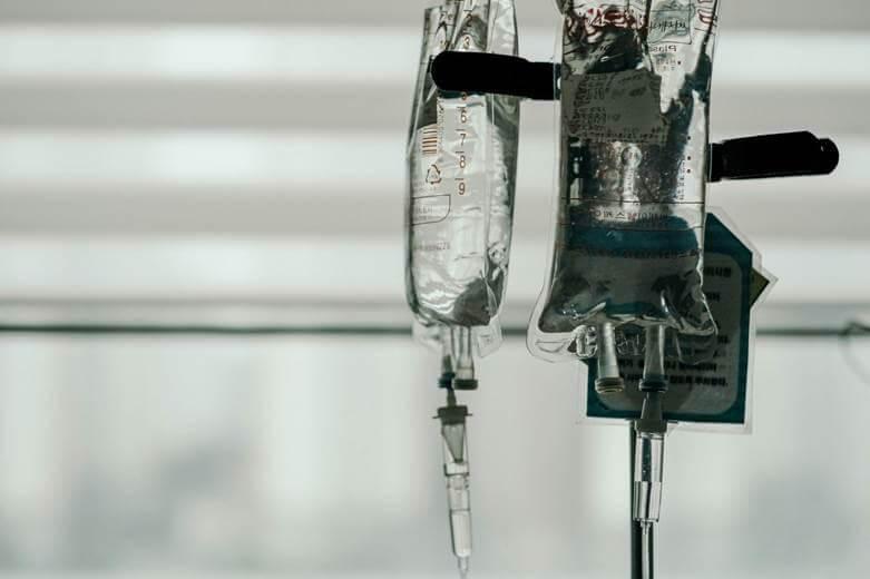 IVs attached to a medical device for