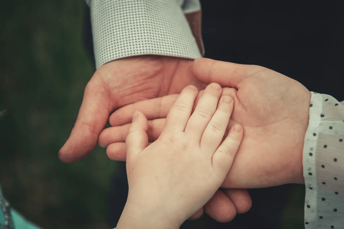 Parent holding child