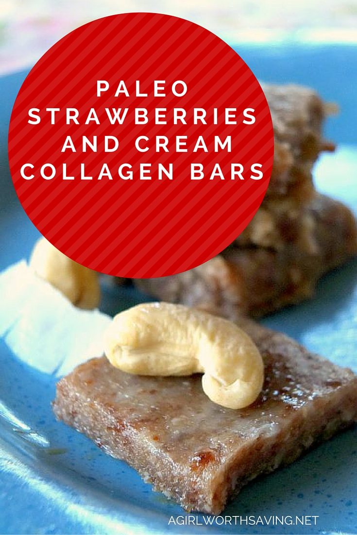 Paleo Strawberries and Cream Collagen Bars