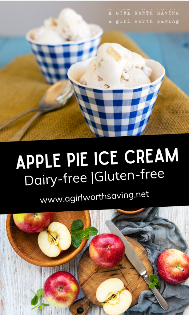 You won't stop after one spoonful of this luscious apple pie ice cream. Packed with warm cinnamon, nutmeg, and apples, this dairy-free ice cream is the real deal!