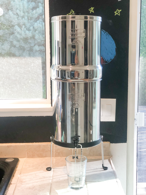 Royal Berkey Water Filter on stand on the counter in this berkey water filter review