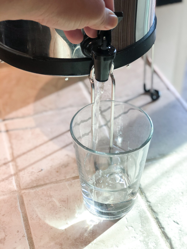 Using the water spout of the Berkey Water filter  in this berkey water filter review