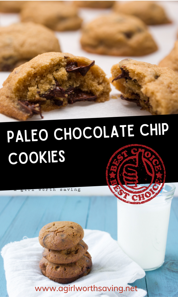 Look no further, these are the Best Paleo Chocolate chip cookies. Packed with chocolate chips, these are soft and thick with the perfect crumb. Dunk them in a glass of milk and enjoy!