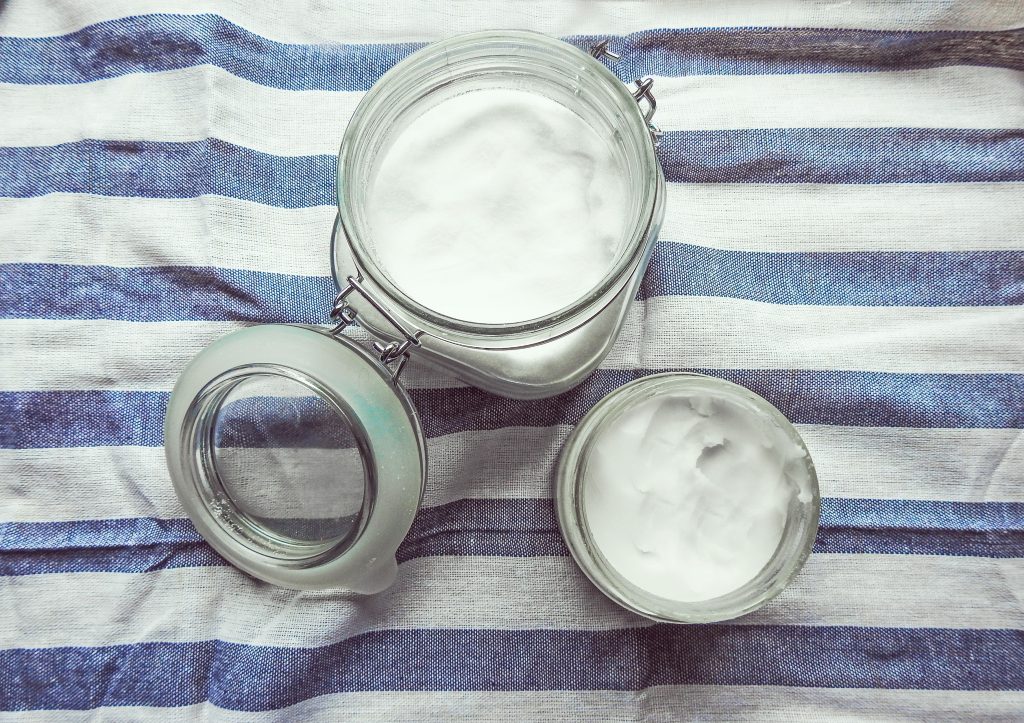 homemade coconut cream in a jar to make banana and cream outmeal