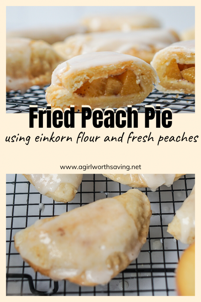 Einkorn Fried Peach Pies on cooling rack