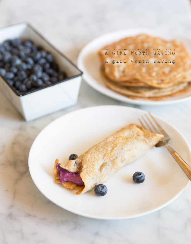 Low Carb Crepes with Blueberry Cream Cheese Filling