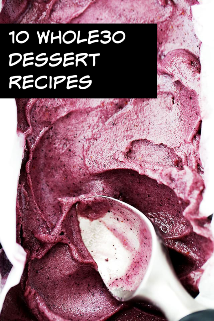 Whole30 Desserts like this Banana Blueberry Ice Cream with silver ice cream scooper. 